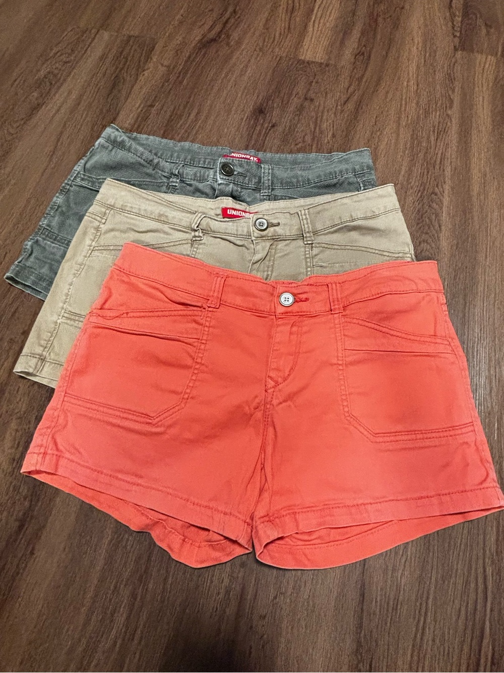 UNIONBAY Women’s Orange, Tan & Olive Jean Shorts Trio
